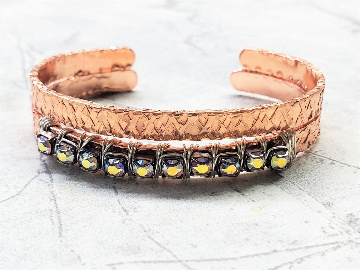 Alexa Martha Designs Bangles /Bracelets Set of Glamorously Wrapped Hammered Rhinestone Crystal Bling Bangles