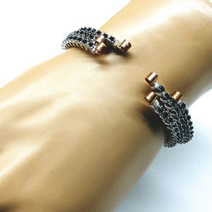 Alexa Martha Designs Bracelet 1 bangle / Color Alexa Martha Designs Wire Wrapped Copper Silver Black Crystal Rhinestone Bangle