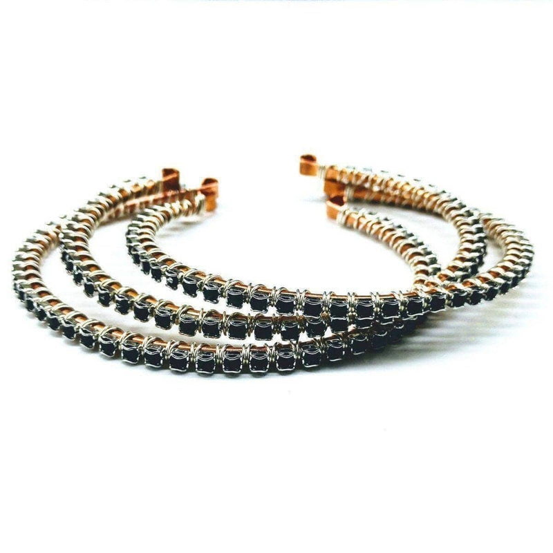 Alexa Martha Designs Bracelet 1 bangle / Color Alexa Martha Designs Wire Wrapped Copper Silver Black Crystal Rhinestone Bangle