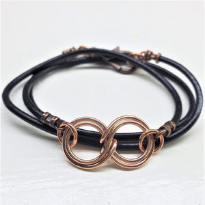 Alexa Martha Designs Bracelet Alexa Martha Designs Copper Double Infinity Gender Neutral Leather Wrap Bracelet