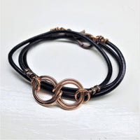 Alexa Martha Designs Bracelet Alexa Martha Designs Copper Double Infinity Gender Neutral Leather Wrap Bracelet