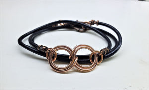 Alexa Martha Designs Bracelet Alexa Martha Designs Copper Double Infinity Gender Neutral Leather Wrap Bracelet