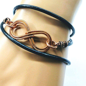 Alexa Martha Designs Bracelet Alexa Martha Designs Copper Double Infinity Gender Neutral Leather Wrap Bracelet