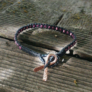 Alexa Martha Designs Bracelet Alexa Martha Designs Copper Pink and Black Breast Cancer Ribbon Bracelet