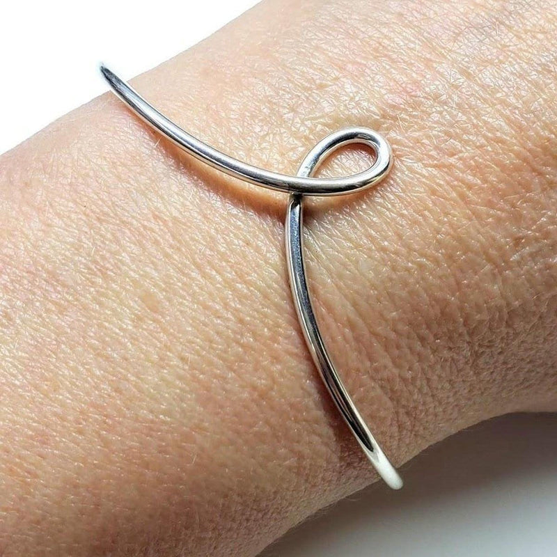 Alexa Martha Designs Bracelet Alexa Martha Designs Timeless Classic Silver Reversible Teardrop Awareness Bangle