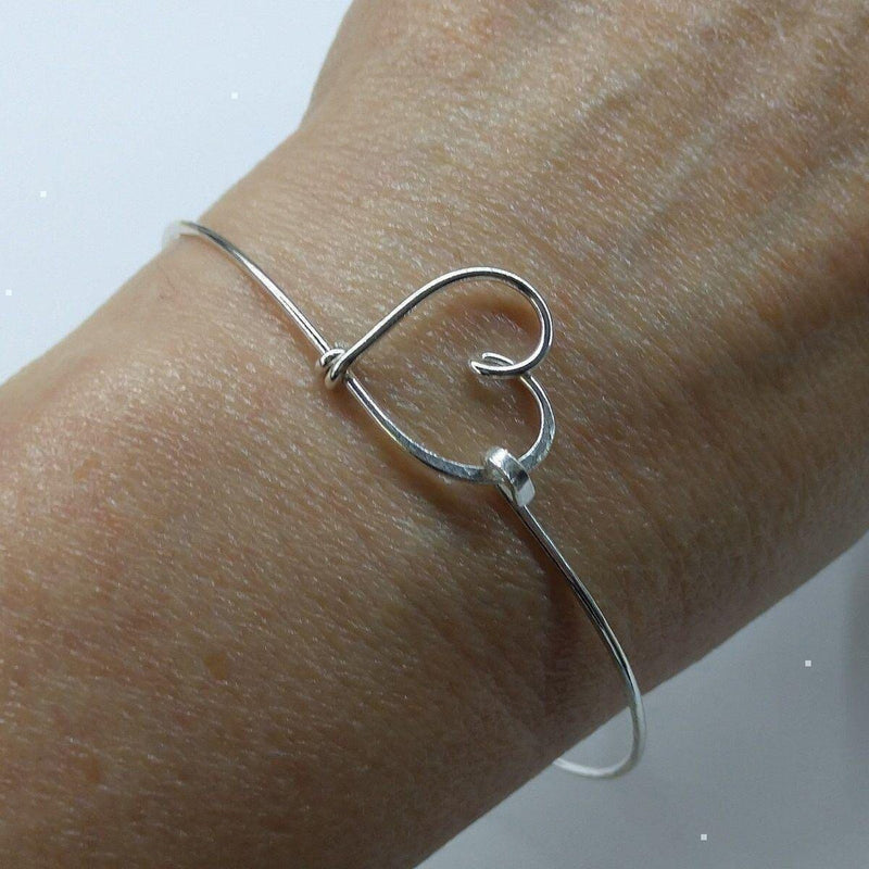 Alexa Martha Designs Bracelet Alexa Martha Designs Wire Wrapped Heart Bangle in Sterling Silver