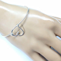 Alexa Martha Designs Bracelet Alexa Martha Designs Wire Wrapped Heart Bangle in Sterling Silver