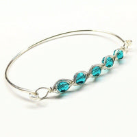 Alexa Martha Designs Bracelet Aquamarine Alexa Martha Designs Silver Swarovski Crystal Bar Bangle Bracelet