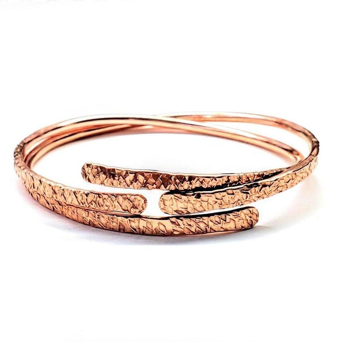 Alexa Martha Designs Bracelet/Bangle 2 Bangles Adjustable Hammered Copper Overlap Bangle For Him or Her