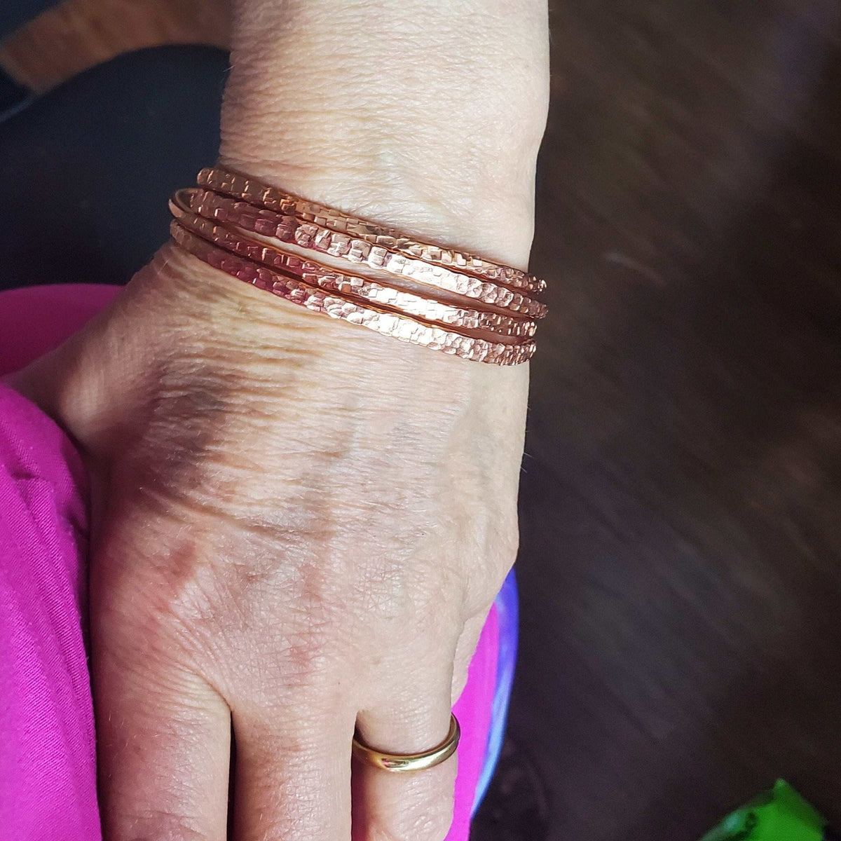 Alexa Martha Designs Bracelet/Bangle 2 Piece Handmade Interlocking Full Overlap Copper Bangle Set