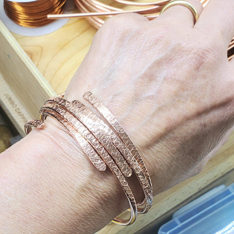 Alexa Martha Designs Bracelet/Bangle Adjustable Hammered Copper Overlap Bangle For Him or Her
