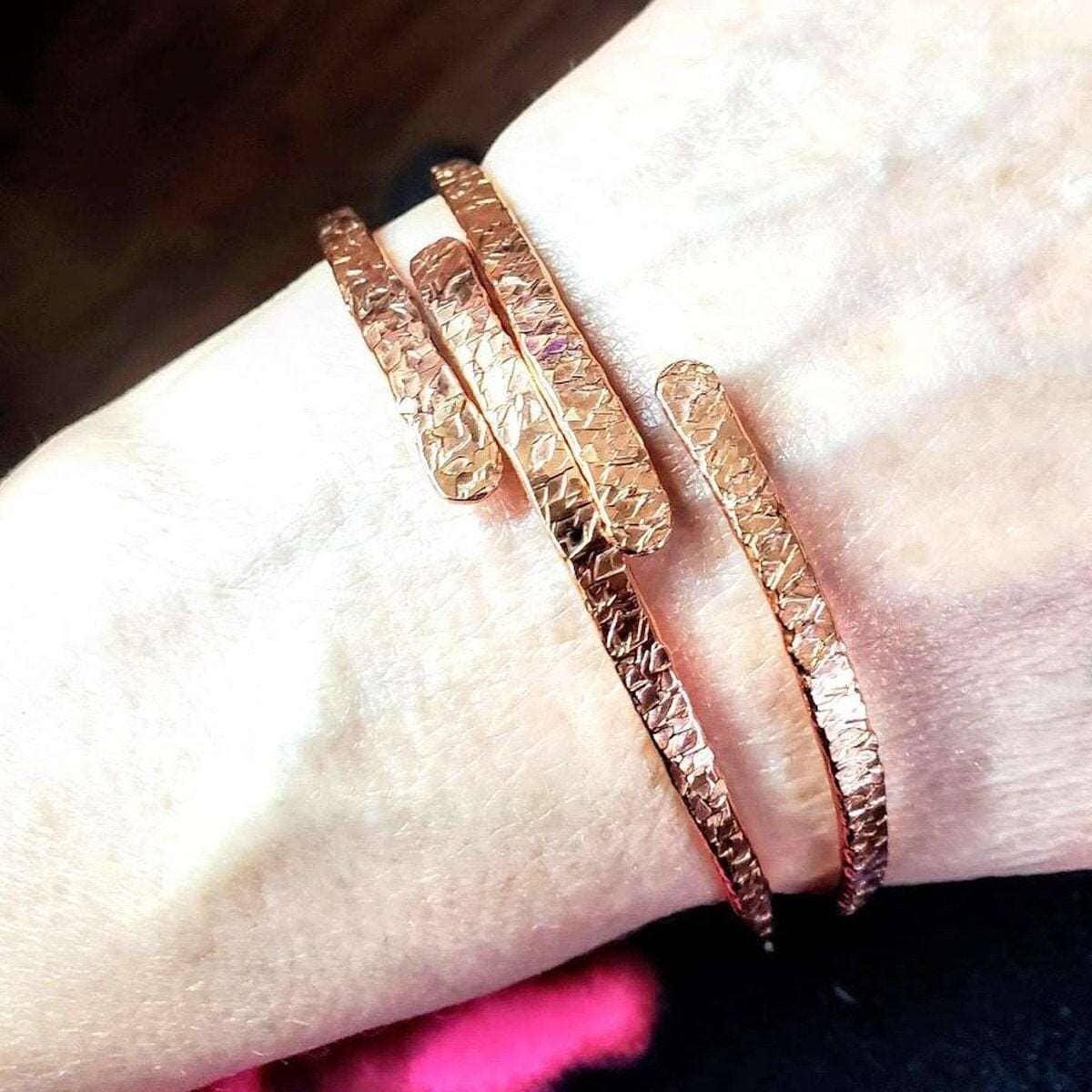 Alexa Martha Designs Bracelet/Bangle Adjustable Hammered Copper Overlap Bangle For Him or Her