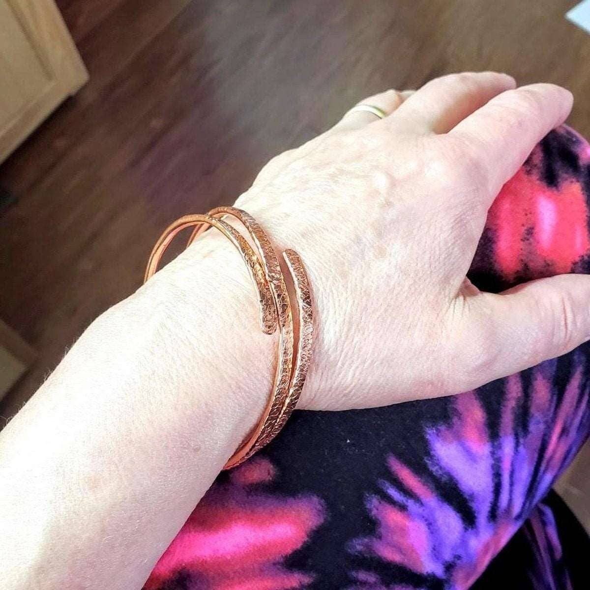 Alexa Martha Designs Bracelet/Bangle Adjustable Hammered Copper Overlap Bangle For Him or Her