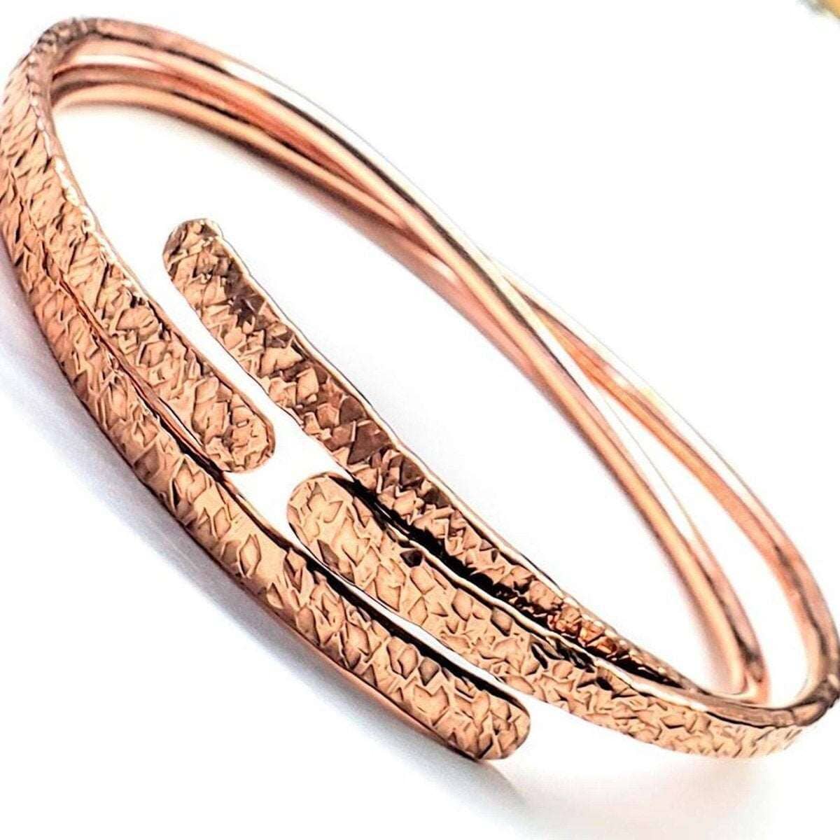 Alexa Martha Designs Bracelet/Bangle Adjustable Hammered Copper Overlap Bangle For Him or Her