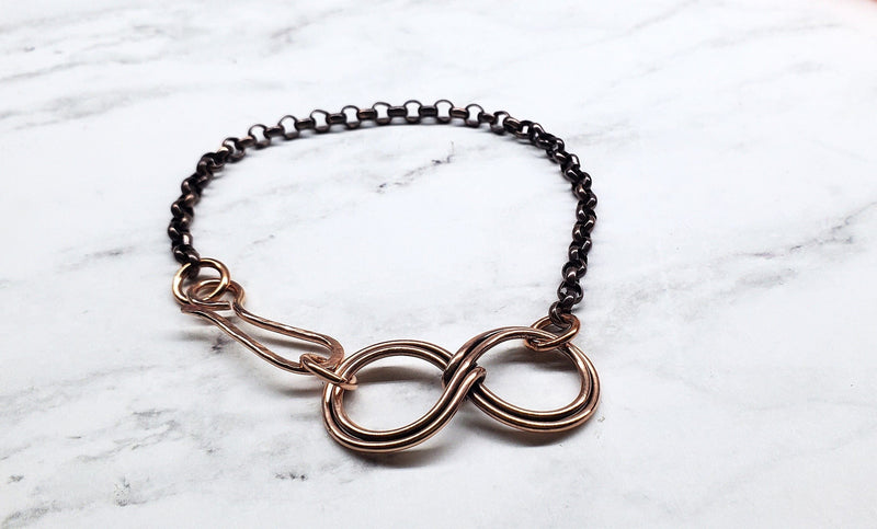 Alexa Martha Designs Bracelet Copper Double Infinity Chain Bracelet For Him and Her