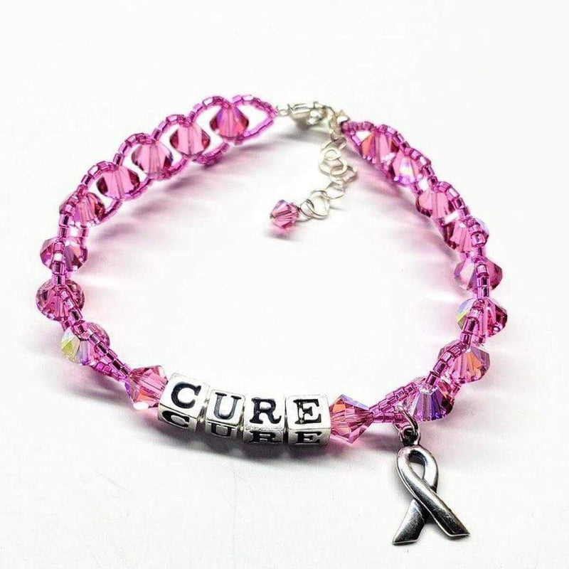 Alexa Martha Designs Bracelet CURE / Pink Sparkly Pink Breast Cancer Awareness Bracelet