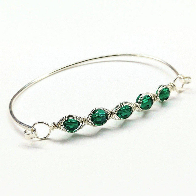 Alexa Martha Designs Bracelet Dark Green Alexa Martha Designs Silver Swarovski Crystal Bar Bangle Bracelet