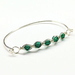 Alexa Martha Designs Bracelet Dark Green Alexa Martha Designs Silver Swarovski Crystal Bar Bangle Bracelet