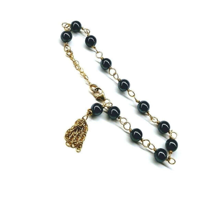 Alexa Martha Designs Bracelet Default Title / Color Alexa Martha Designs Adjustable 14 KT Gold Filled Hematite Gold Chain Tassel Bracelets