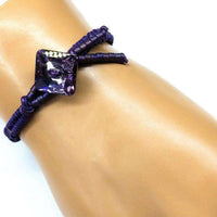 Alexa Martha Designs Bracelet Default Title / Color Alexa Martha Designs Amethyst Braided Leather Swarovski Crystal Square Button Bracelet