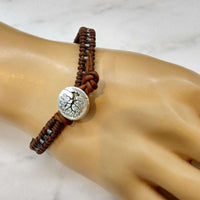 Alexa Martha Designs Bracelet Default Title / Color Alexa Martha Designs Brown Grey Leather Wrap Seed Bead Button Bracelet