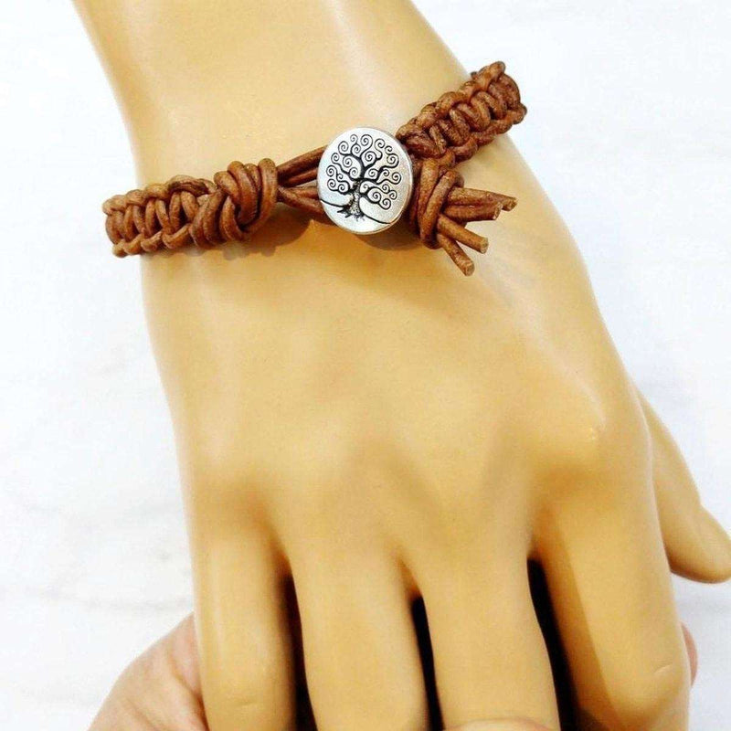 Alexa Martha Designs Bracelet Default Title / Color Alexa Martha Designs Large Mens Tree of Life Earth Colored Macrame Leather Bracelet