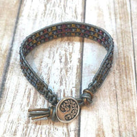 Alexa Martha Designs Bracelet Default Title / Color Alexa Martha Designs Mens Tree of Life Earth Colored Intricate Bead Work Leather Wrap Bracelet