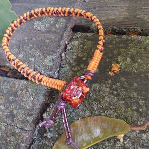 Alexa Martha Designs Bracelet Default Title / Color Alexa Martha Designs Orange Purple Braided Leather Crystal Button Bracelet