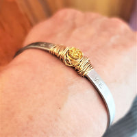 Alexa Martha Designs Bracelet Default Title / Color Alexa Martha Designs Stainless Steel LOVE Stamped Gold Druzy Cuff