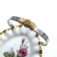 Alexa Martha Designs Bracelet Default Title / Color Alexa Martha Designs Stainless Steel LOVE Stamped Gold Druzy Cuff