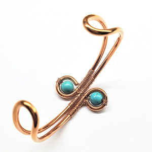 Alexa Martha Designs Bracelet Default Title / Color Alexa Martha Designs Wire Wrapped Adjustable Turquoise Beads Copper Wire Bracelet