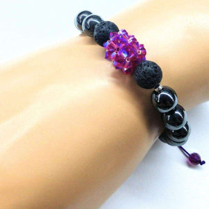 Alexa Martha Designs Bracelet Default Title / Fuchsia Alexa Martha Designs Glamorous Hematite Gemstone Fuchsia Crystal Lava Rock Bracelet