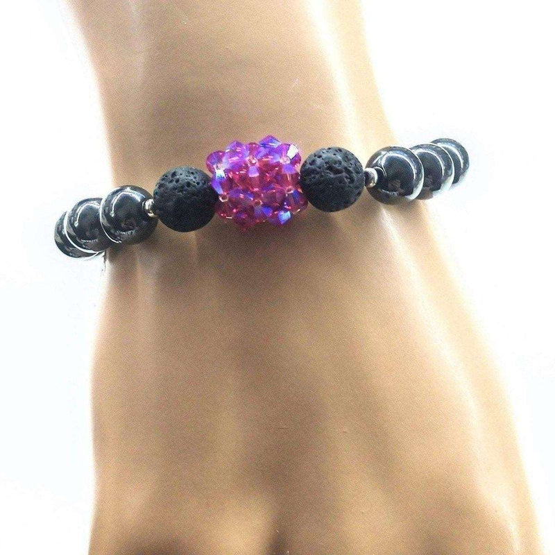 Alexa Martha Designs Bracelet Default Title / Fuchsia Alexa Martha Designs Glamorous Hematite Gemstone Fuchsia Crystal Lava Rock Bracelet