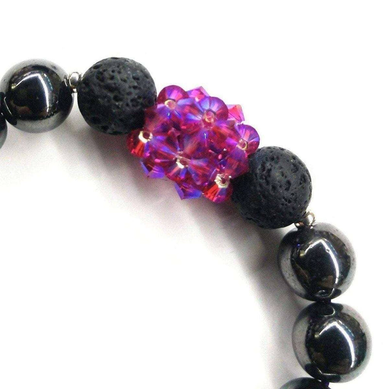 Alexa Martha Designs Bracelet Default Title / Fuchsia Alexa Martha Designs Glamorous Hematite Gemstone Fuchsia Crystal Lava Rock Bracelet