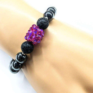 Alexa Martha Designs Bracelet Default Title / Fuchsia Alexa Martha Designs Glamorous Hematite Gemstone Fuchsia Crystal Lava Rock Bracelet