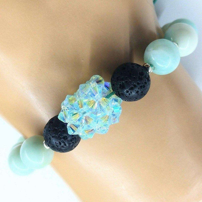 Alexa Martha Designs Bracelet Default Title / Green/Lava Alexa Martha Designs Glamorous Mint Green Amazonite Gemstone Crystal Lava Rock Bracelet