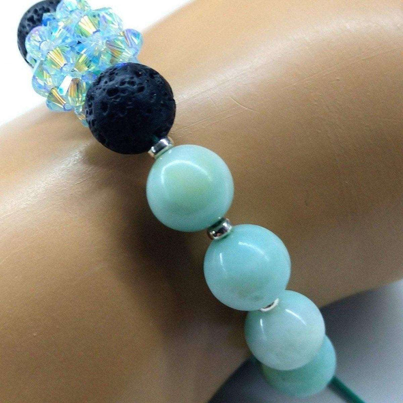 Alexa Martha Designs Bracelet Default Title / Green/Lava Alexa Martha Designs Glamorous Mint Green Amazonite Gemstone Crystal Lava Rock Bracelet