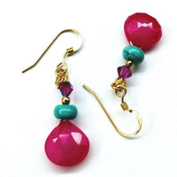 Alexa Martha Designs Bracelet Default Title / Pink/Turquoise Alexa Martha Designs 14 KT Gold Filled Wire Wrapped Pink And Turquoise Drop Gemstone Earrings