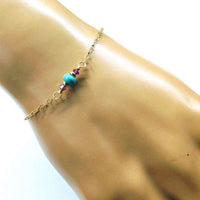 Alexa Martha Designs Bracelet Default Title / Pink/Turquoise Alexa Martha Designs 14K Gold Filled Pink and Turquoise Gemstone Dainty Bracelet