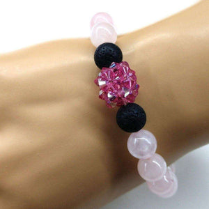 Alexa Martha Designs Bracelet Default Title / Rose Alexa Martha Designs Glamorous Adjustable Rose Quartz Gemstone Crystal Lava Rock Bracelet