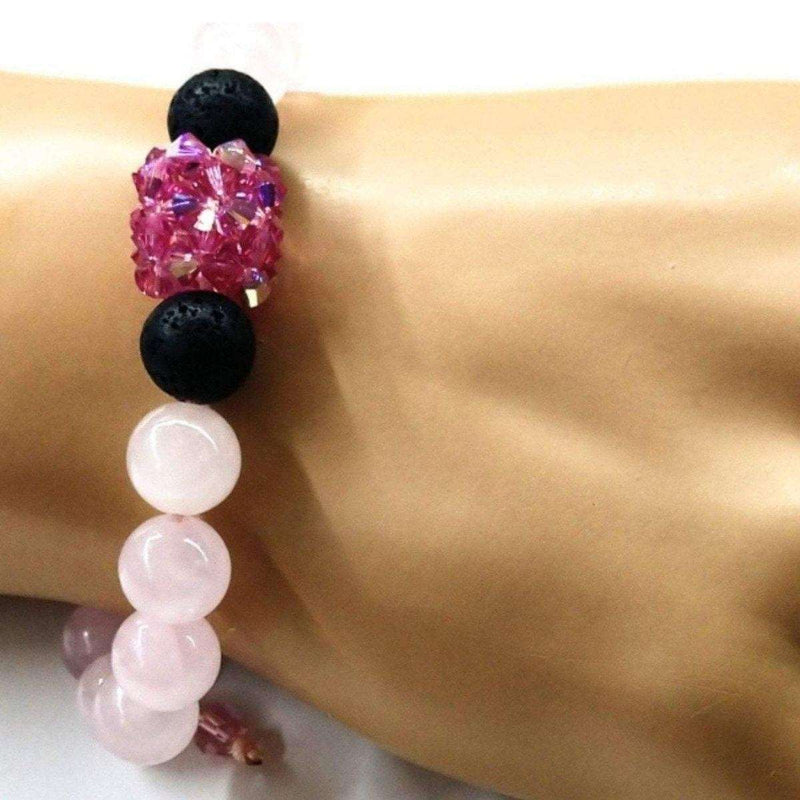 Alexa Martha Designs Bracelet Default Title / Rose Alexa Martha Designs Glamorous Adjustable Rose Quartz Gemstone Crystal Lava Rock Bracelet