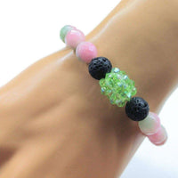 Alexa Martha Designs Bracelet Default Title / Watermelon Alexa Martha Designs Gem Packed Watermelon Jade Crystal Lava Rock Bracelet