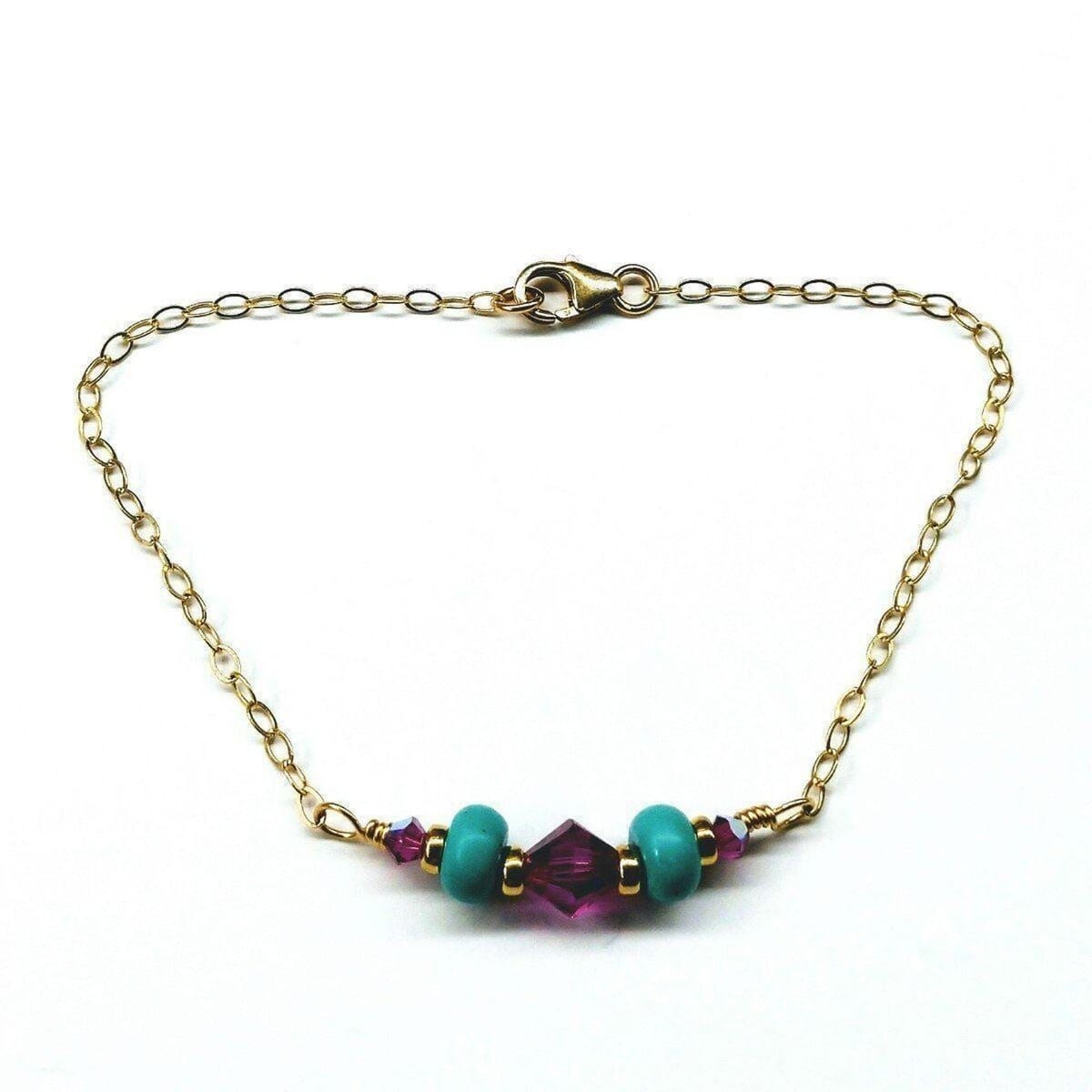 Alexa Martha Designs Bracelet Gold Filled Pink Turquoise Gemstone Bracelet