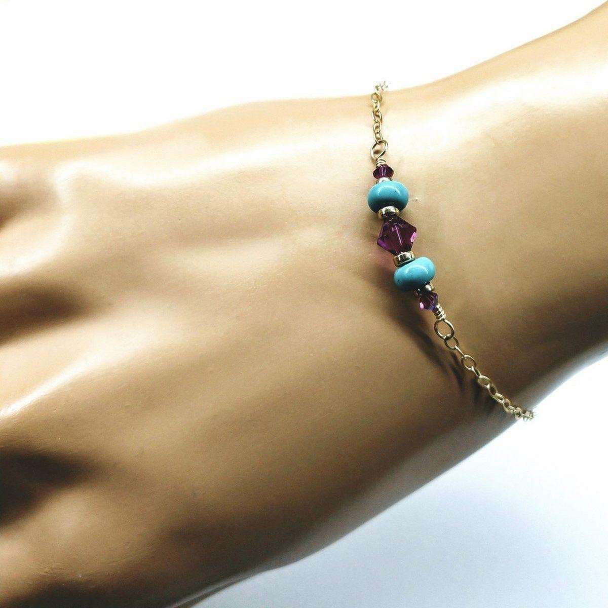 Alexa Martha Designs Bracelet Gold Filled Pink Turquoise Gemstone Bracelet
