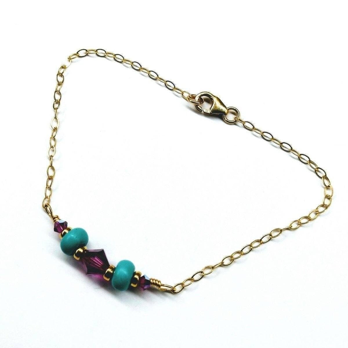 Alexa Martha Designs Bracelet Gold Filled Pink Turquoise Gemstone Bracelet
