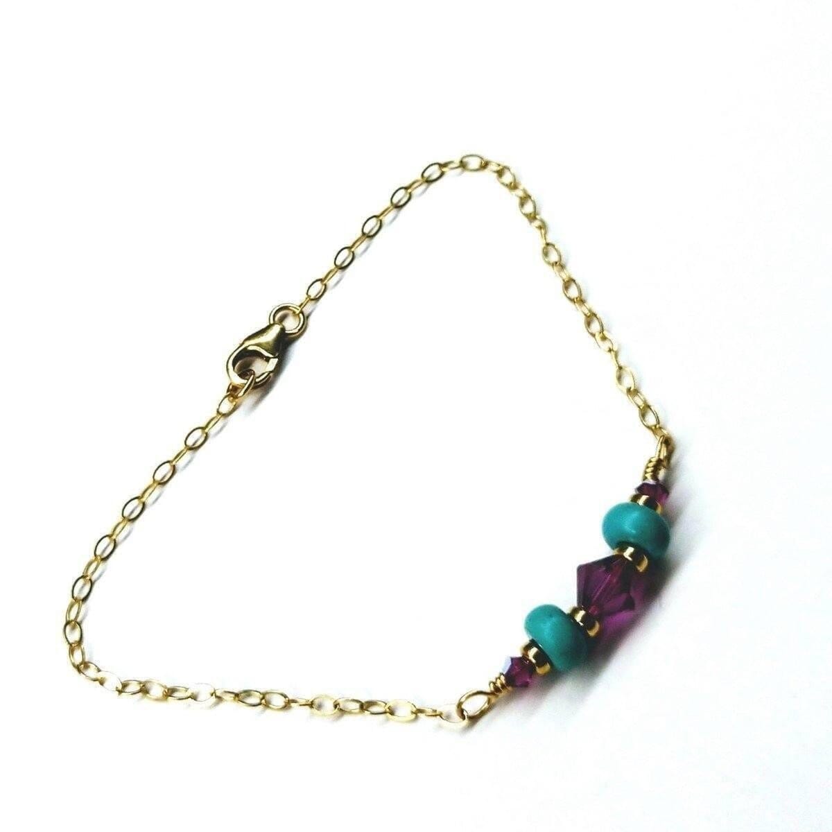 Alexa Martha Designs Bracelet Gold Filled Pink Turquoise Gemstone Bracelet
