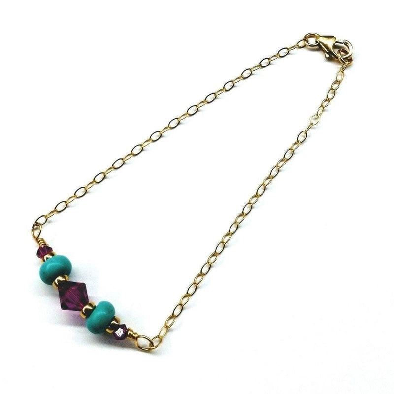 Alexa Martha Designs Bracelet Gold Filled Pink Turquoise Gemstone Bracelet