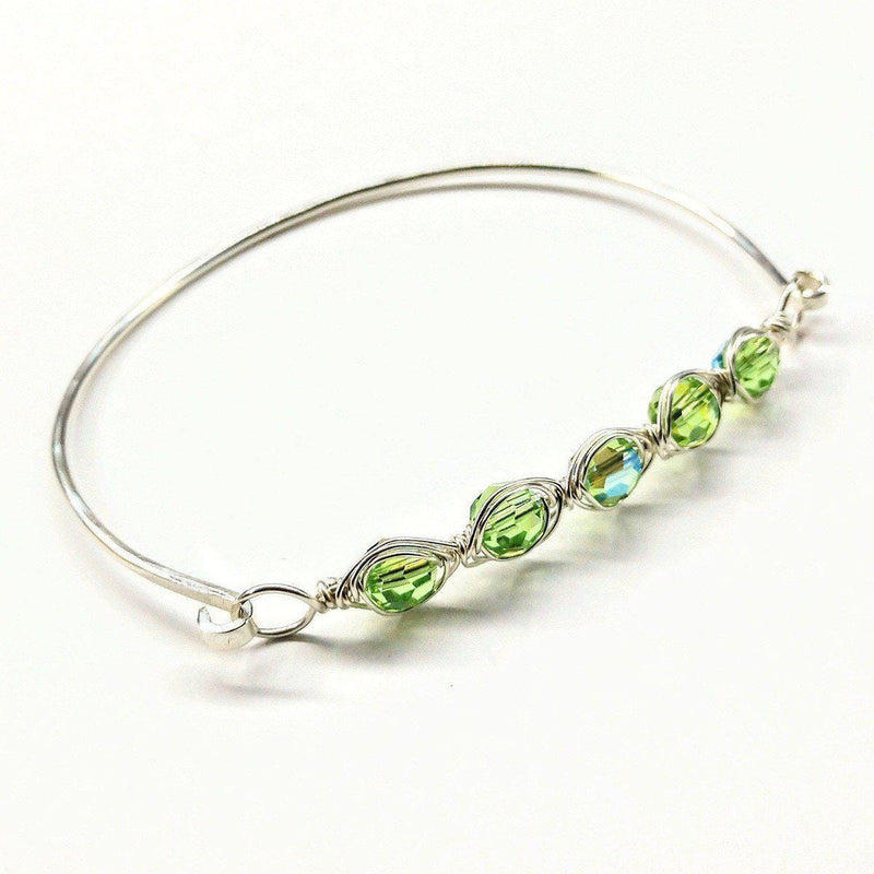 Alexa Martha Designs Bracelet Light Green Alexa Martha Designs Silver Swarovski Crystal Bar Bangle Bracelet