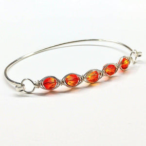 Alexa Martha Designs Bracelet Orange Red Alexa Martha Designs Silver Swarovski Crystal Bar Bangle Bracelet