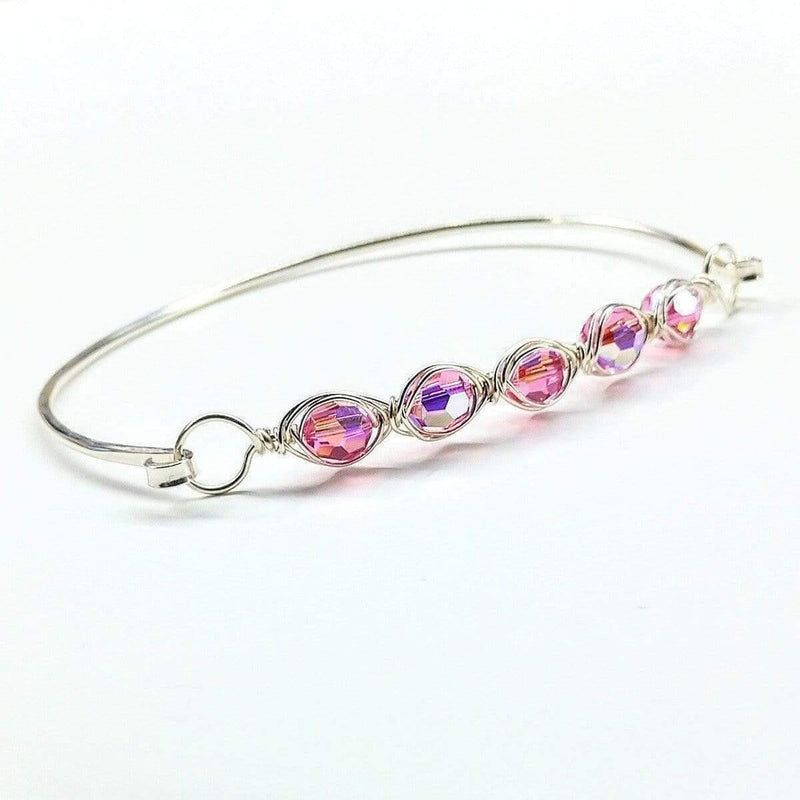 Alexa Martha Designs Bracelet Pink Alexa Martha Designs Silver Swarovski Crystal Bar Bangle Bracelet